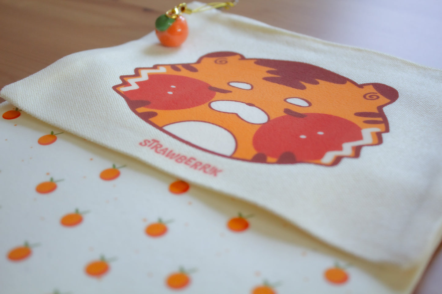Orange Tiger Zipper Pouch