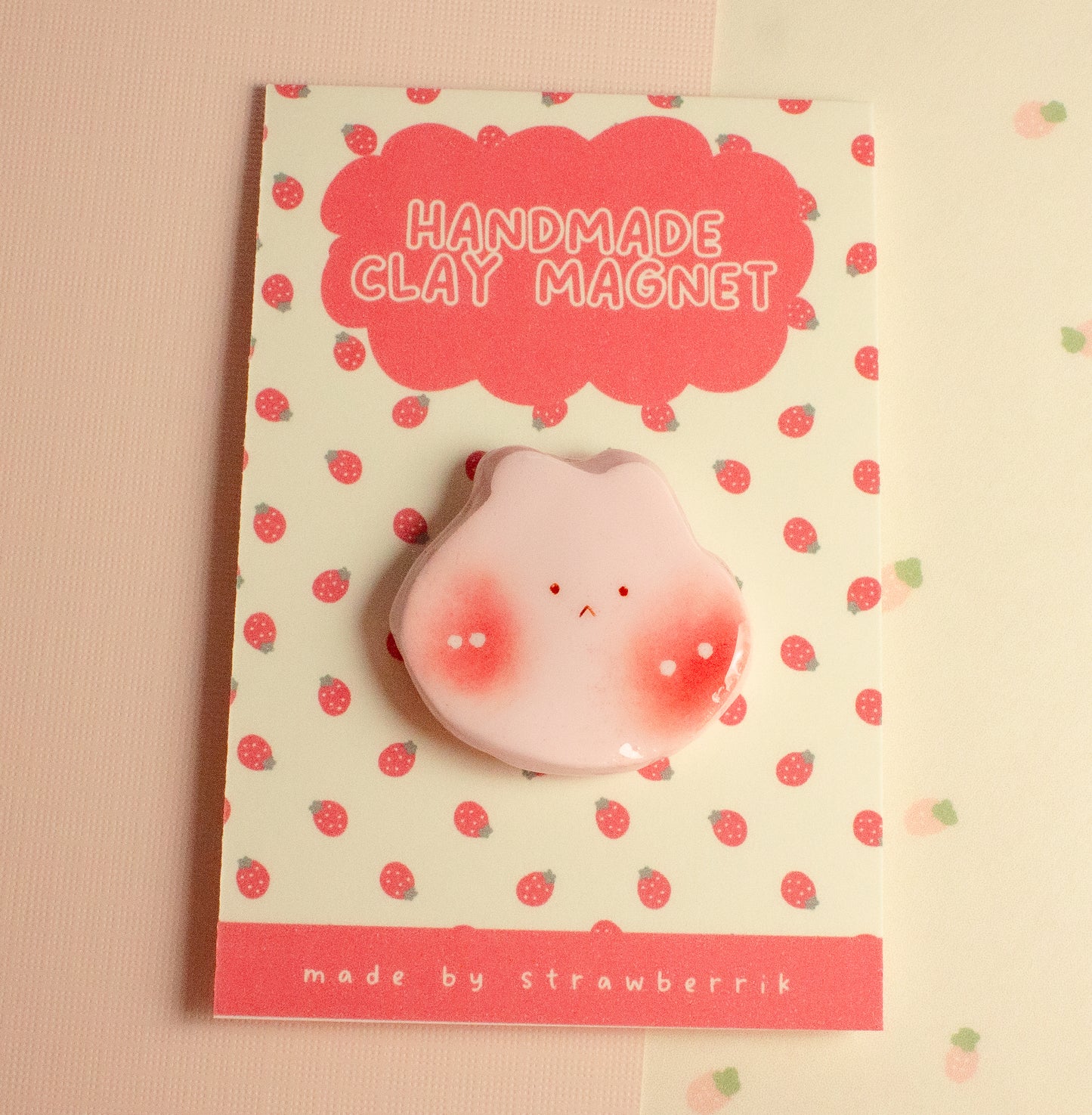 Pink Chubbi Bunni Clay Magnet