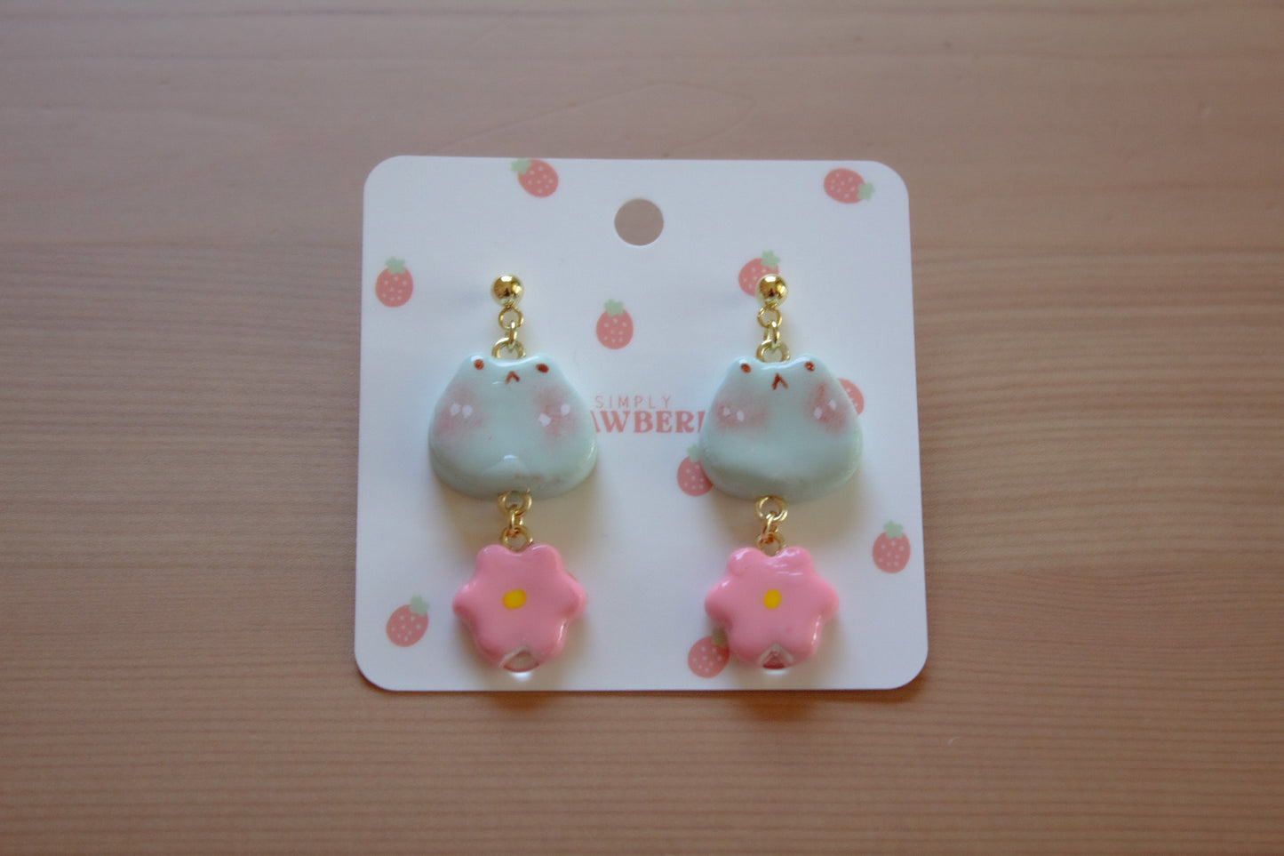 Pink Flower Frog Earrings