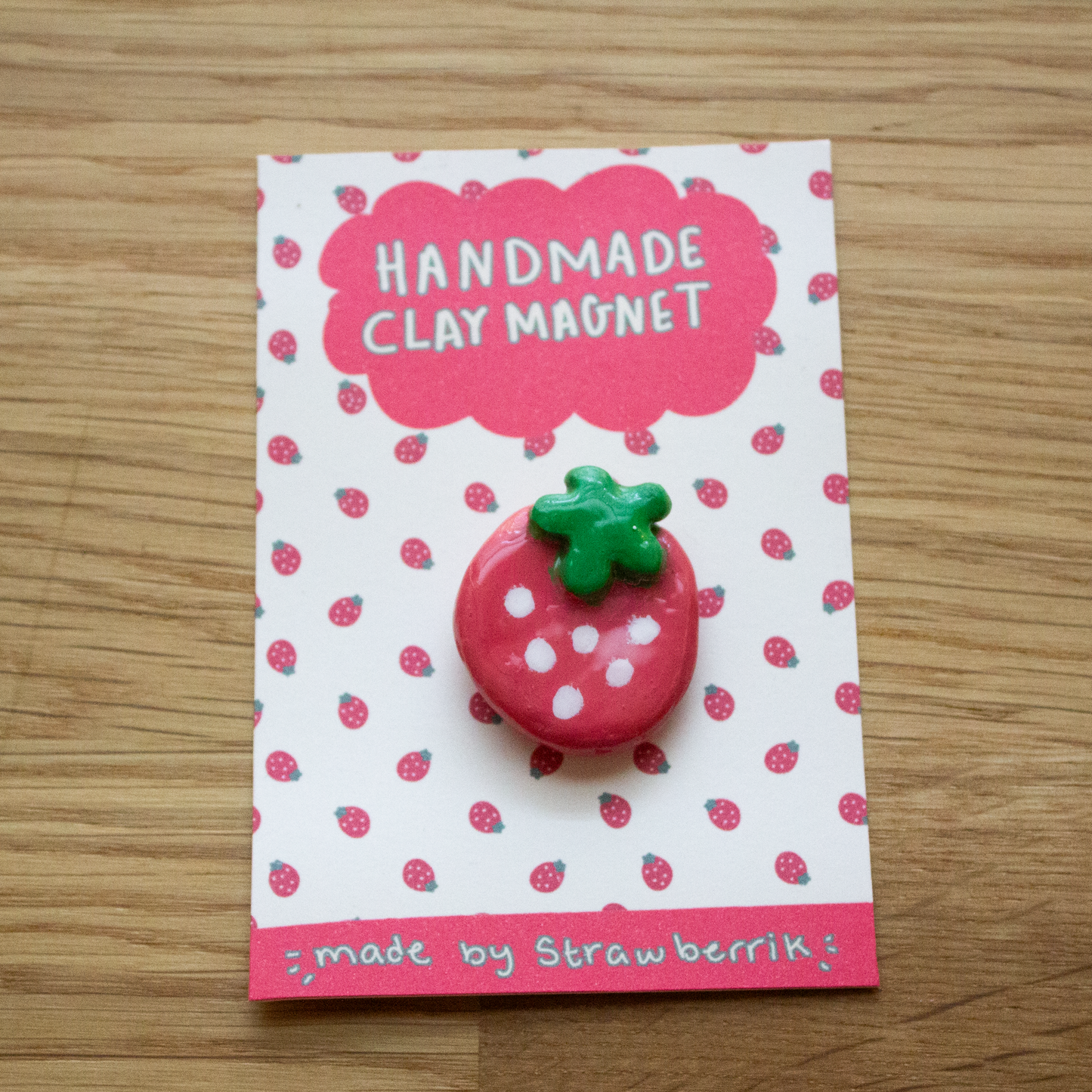Red Strawberry Clay Magnet