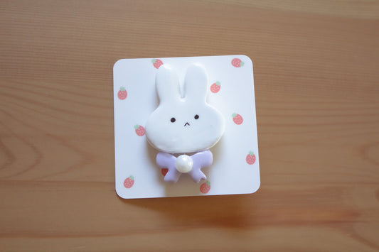Bow Tie Bunny Clay Pin