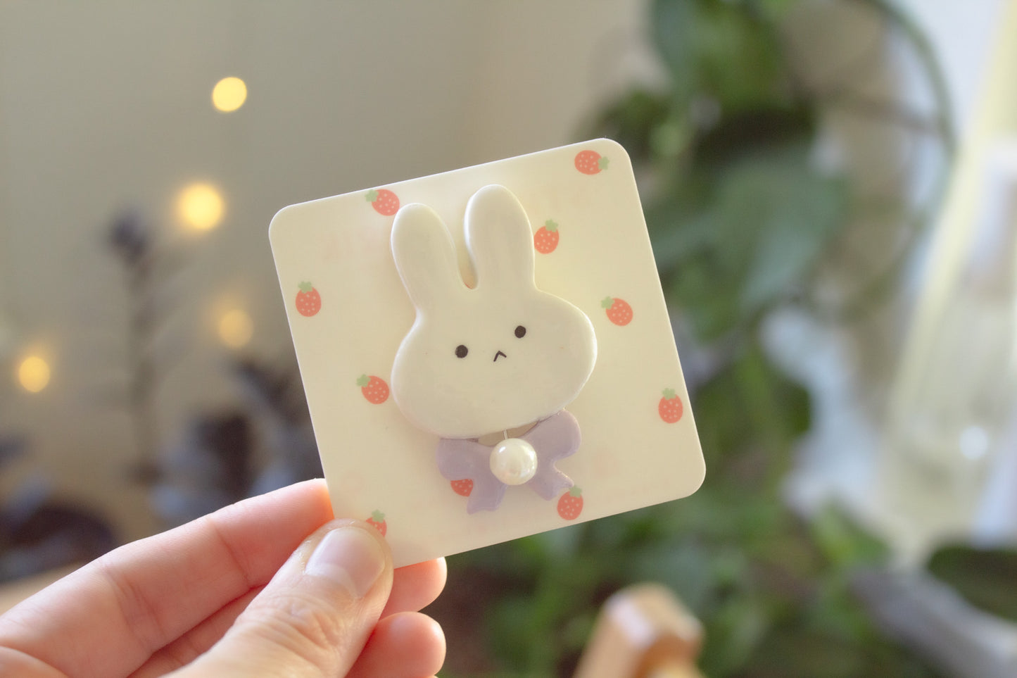 Bow Tie Bunny Clay Pin