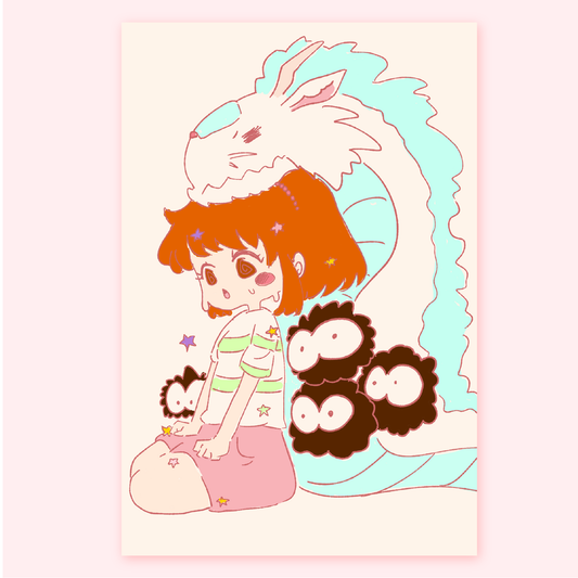 Spirit Dragon and Girl Print