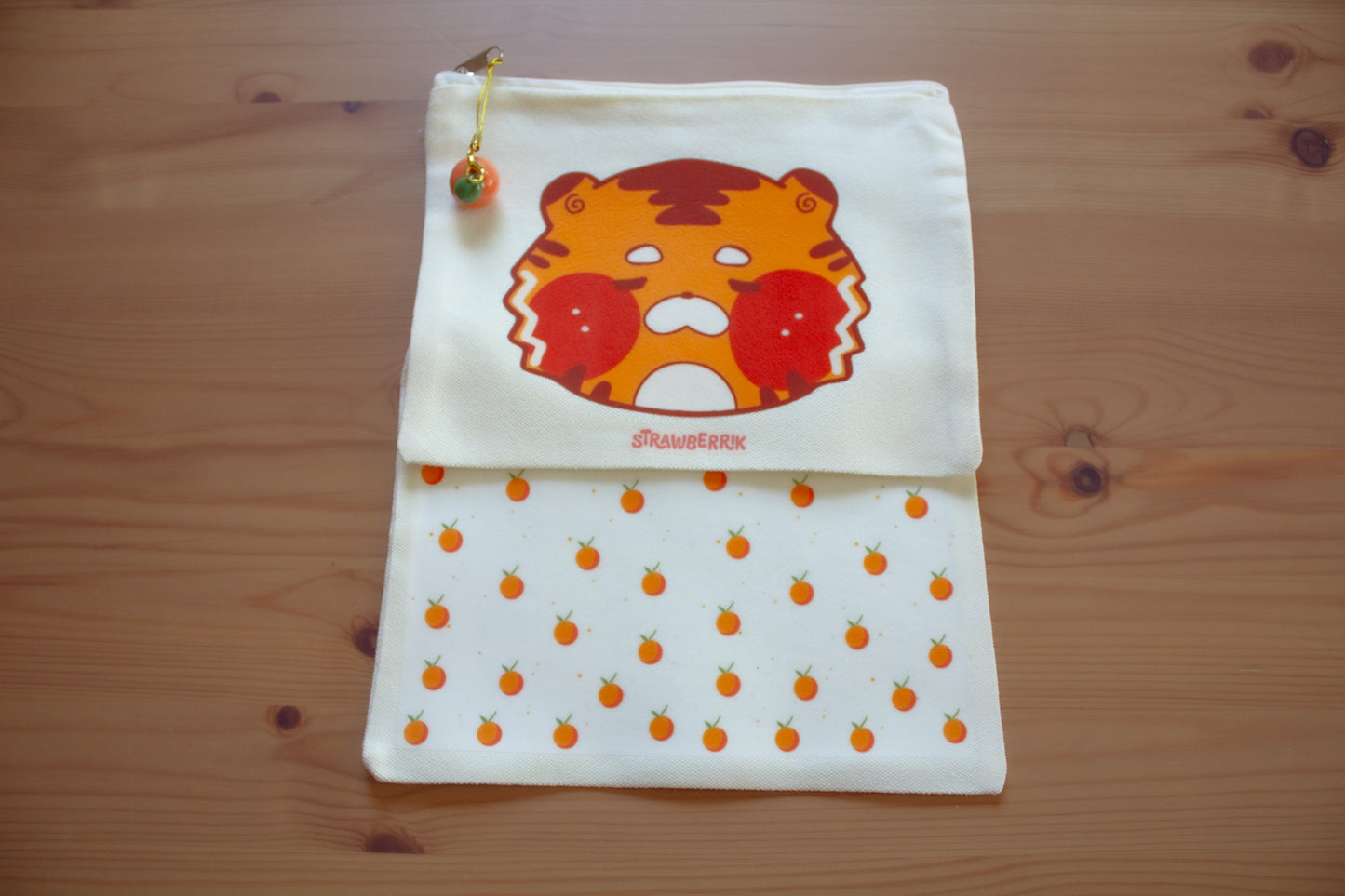 Orange Tiger Zipper Pouch