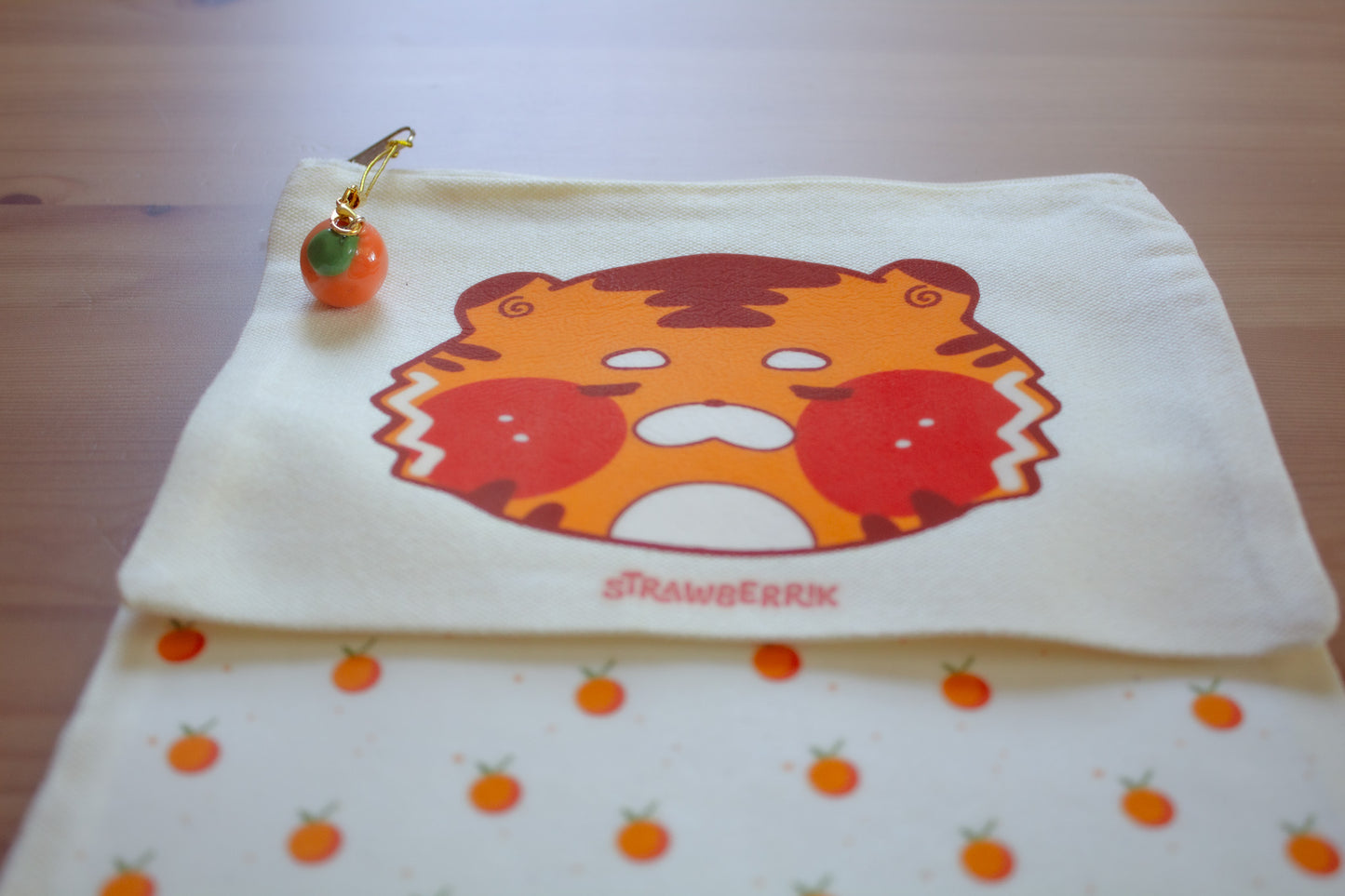 Orange Tiger Zipper Pouch