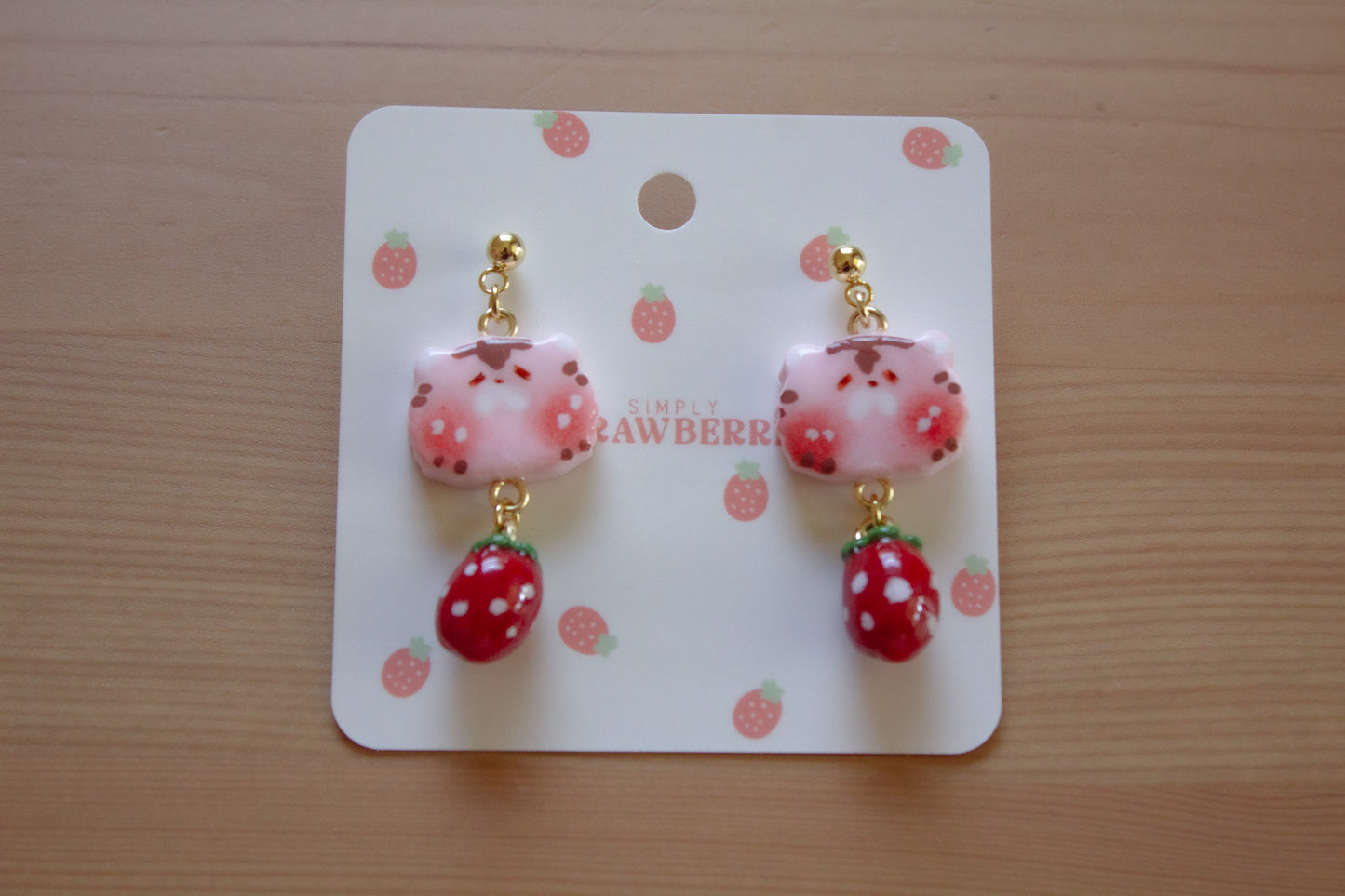 Red Strawberry Tiger Earrings