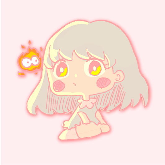 Holographic Fire Spark Girl Sticker
