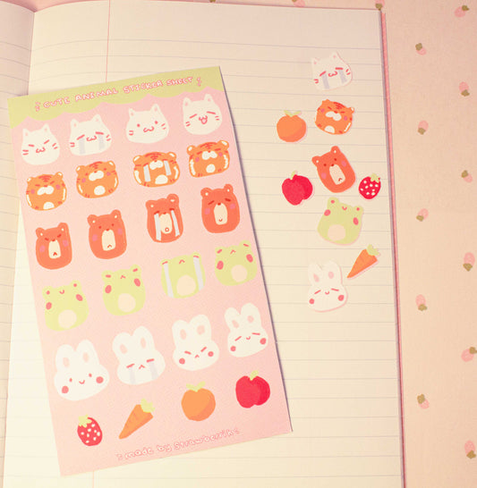 Animal Sticker Sheet 24 pcs